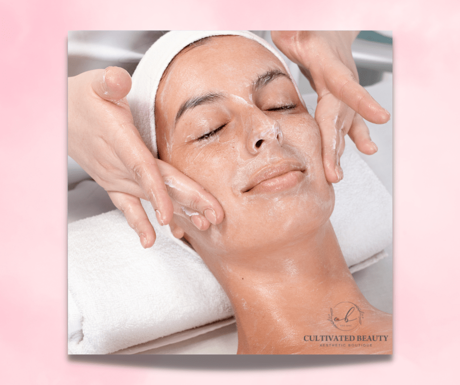 A Lady getting facial treatment | Cultivated Beauty Aesthetic in Guntersville, AL