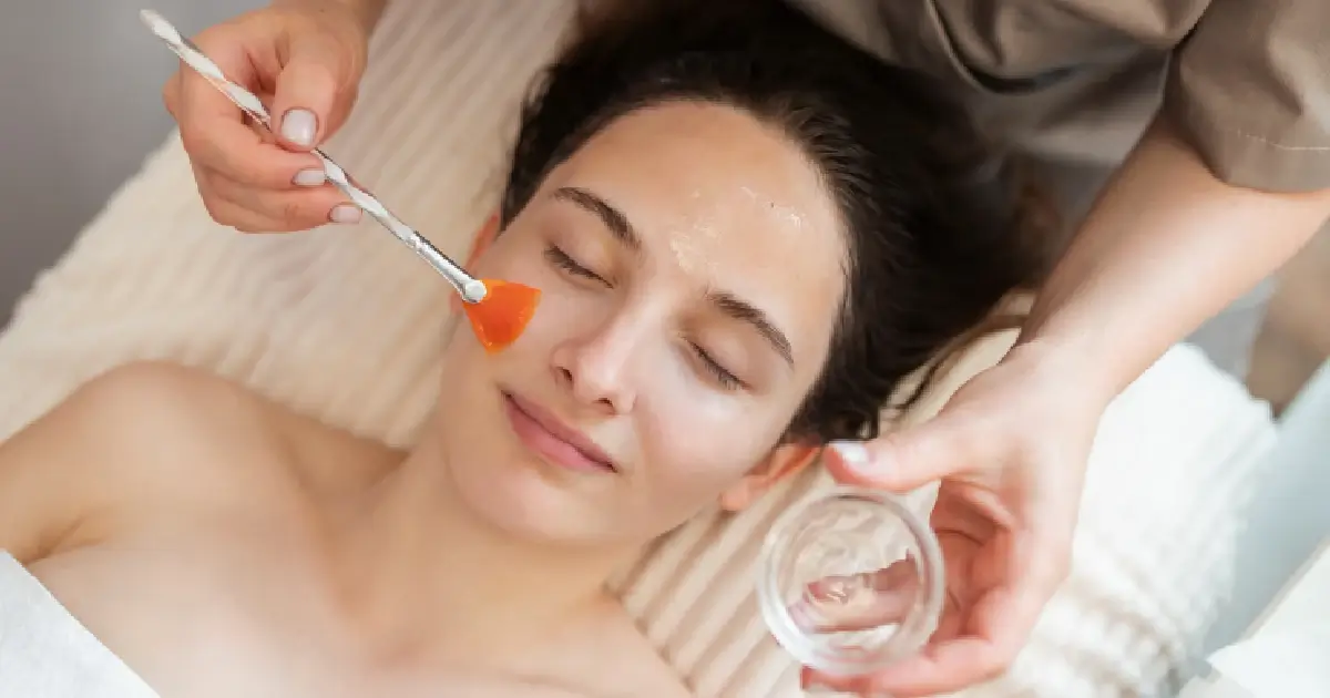 Woman undergoing a chemical peel treatment in Guntersville, AL